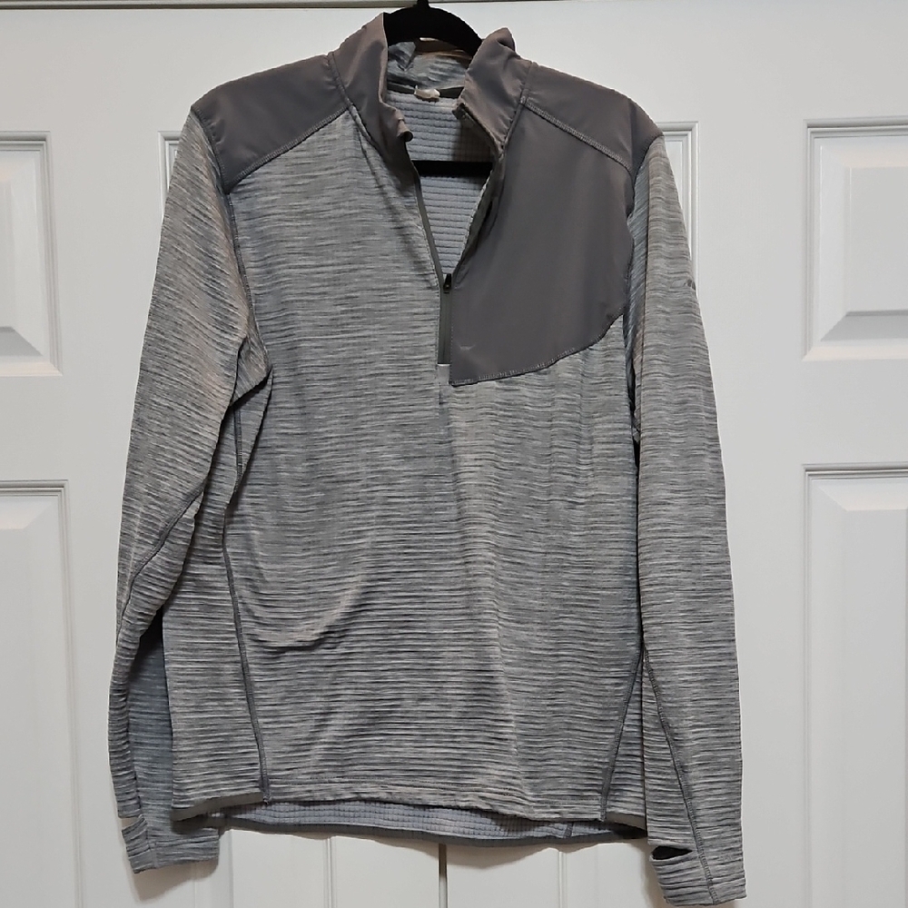 DSG Two-tone Gray Fleece Quarter Zip Pullover Warm Workout Mens L EUC